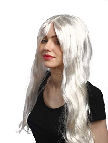 Krisah 20 inch Straight Long Hair Wig Accessories Artificial Hair for Cosplay/Photo Shop Party Props/Fun Hair for Dressing (Silvery White Straight) - Image 3