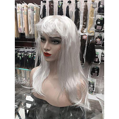 Krisah 20 inch Straight Long Hair Wig Accessories Artificial Hair for Cosplay/Photo Shop Party Props/Fun Hair for Dressing (Silvery White Straight) - Image 4
