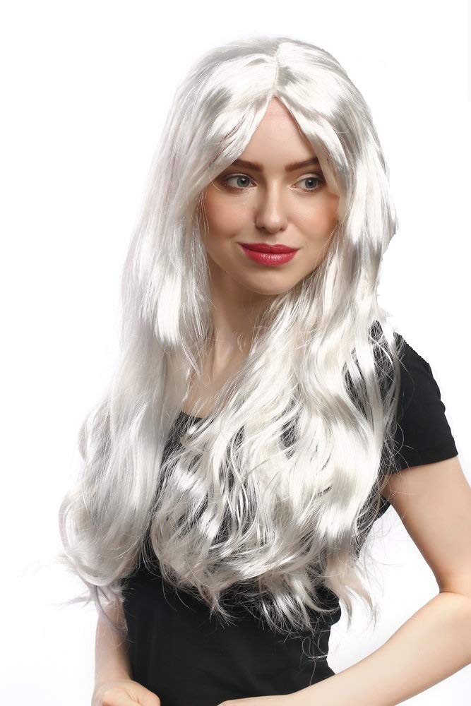 Krisah 20 inch Straight Long Hair Wig Accessories Artificial Hair for Cosplay/Photo Shop Party Props/Fun Hair for Dressing (Silvery White Straight) - Image 1
