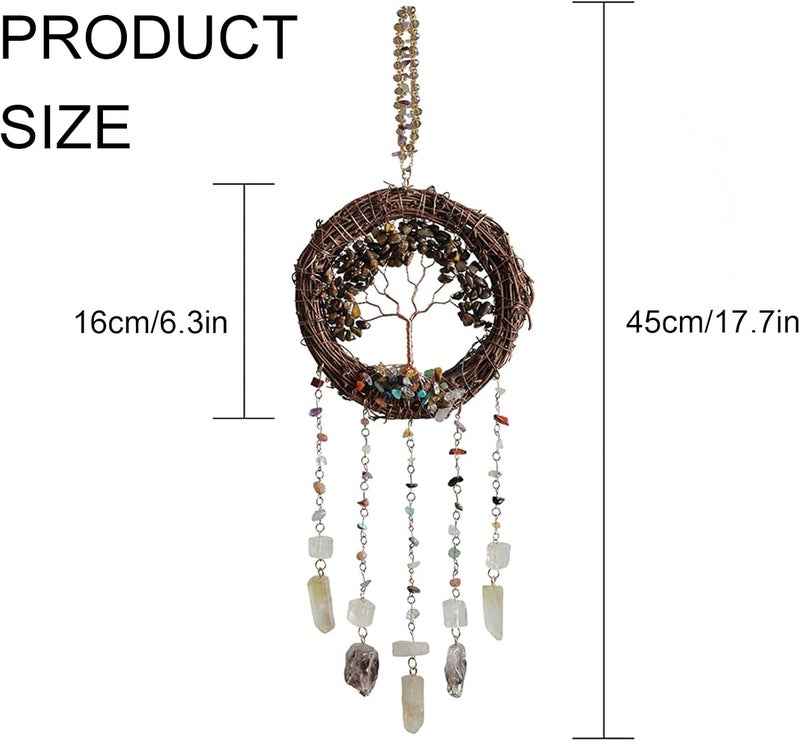 TUOKING Crystal Suncatchers for Window Tree of Life Brown Crystals Vine Wreath Sun Catchers Rainbow Maker Ornament Gift Home Garden Decoration - Image 3