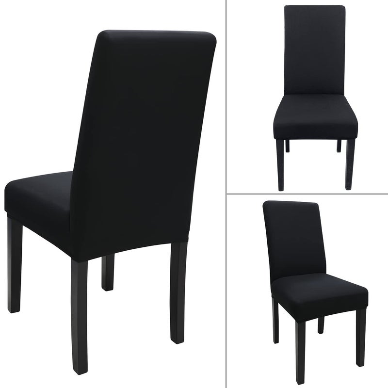 Keyroal Dining Room Chair Covers Set of 6  Stretch Solid Color Parsons Chair Slipcovers Spandex Removable Washable Kitchen Chair Protector Cover for Dining Room  Hotel  Ceremony(Black) - Image 3