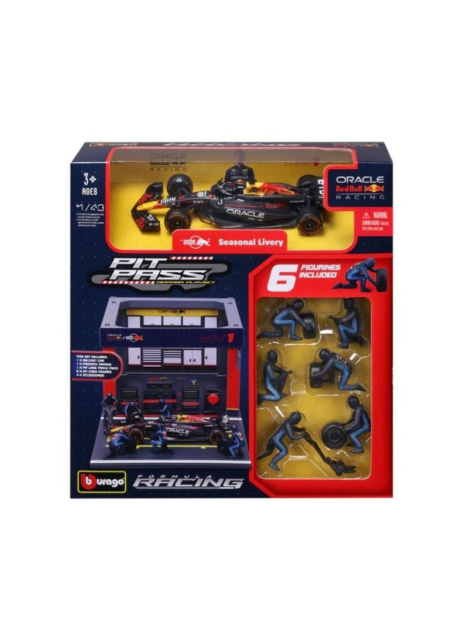 Bburago Formula One Racing Oracle Red Bull Racing Seasonal Livery Pit Pass Diorama Playset (1:43) - Image 1