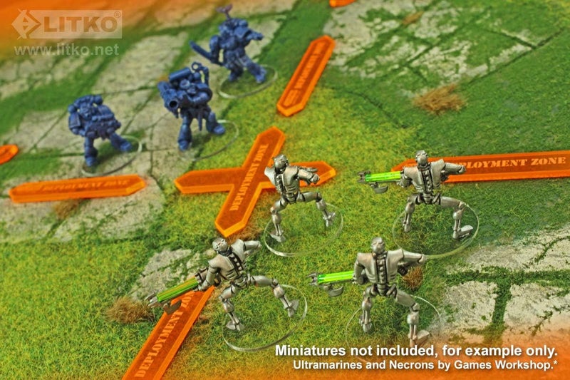 LITKO Deployment Zone Template | Compatible with Warhammer 10th Edition | WH40Kv10 | 10 Pack (Fluorescent Orange) - Image 2
