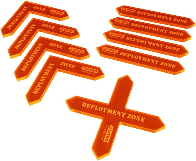 LITKO Deployment Zone Template | Compatible with Warhammer 10th Edition | WH40Kv10 | 10 Pack (Fluorescent Orange) - Image 1