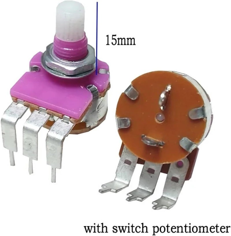 5pcs Single Potentiometer WTH148 with Switch 15mm B10K B100K B500K for Amplifier Audio 10k 100k 500k(500K Ohm) - Image 4