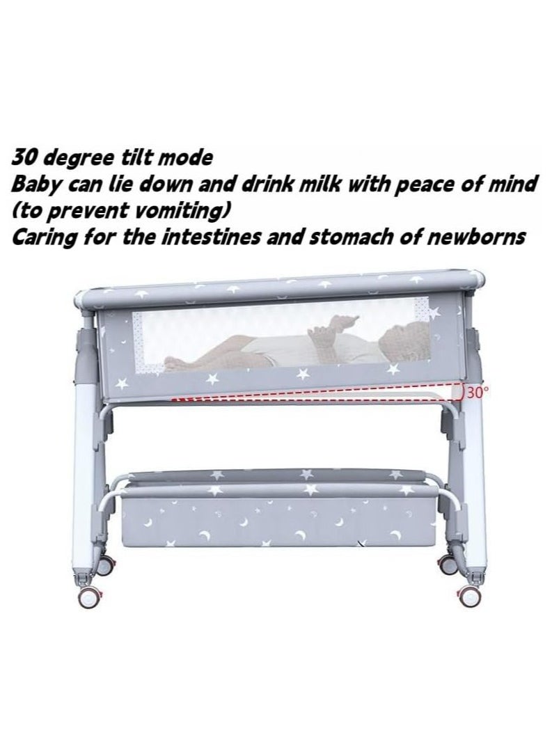 Generic - Baby Bed,Baby Bedside Crib,Folding Newborn Bedside Sleeper,Baby Bassinet bed,Newborn cribs,Side Mesh Portable Infant Travel Crib,Adjustable Height Soft Mattress with Swivel Wheels mosquito net - Image 1