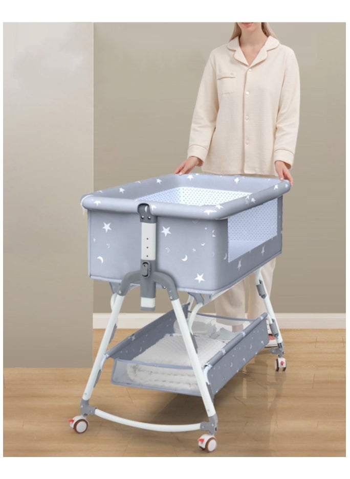 Generic - Baby Bed,Baby Bedside Crib,Folding Newborn Bedside Sleeper,Baby Bassinet bed,Newborn cribs,Side Mesh Portable Infant Travel Crib,Adjustable Height Soft Mattress with Swivel Wheels mosquito net - Image 1