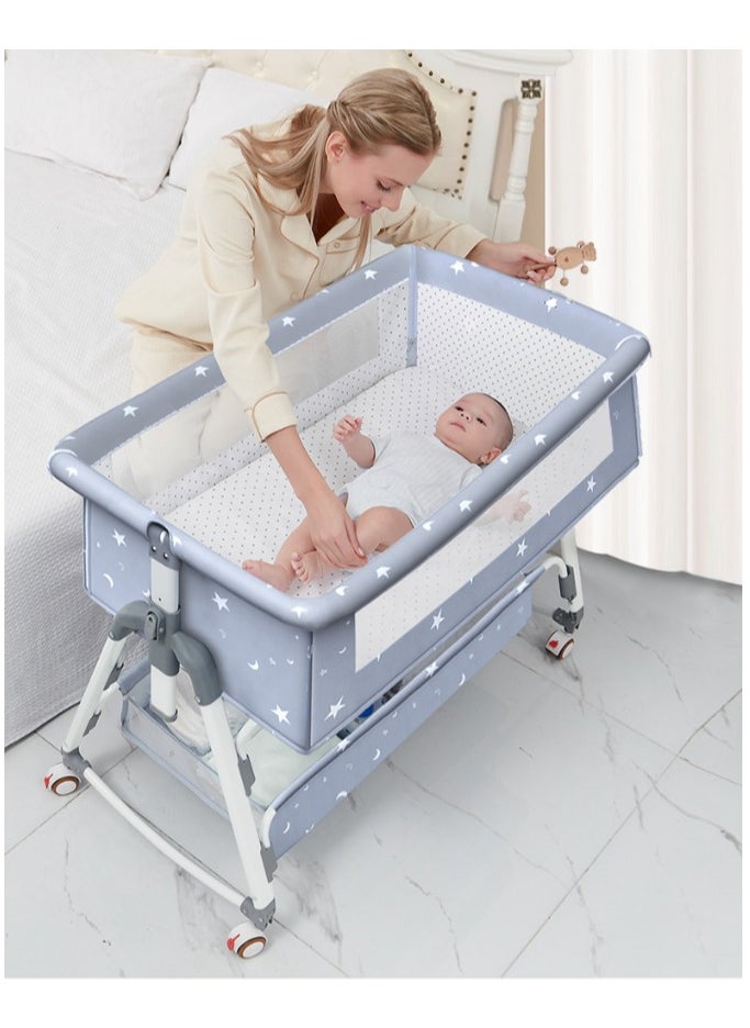 Generic - Baby Bed,Baby Bedside Crib,Folding Newborn Bedside Sleeper,Baby Bassinet bed,Newborn cribs,Side Mesh Portable Infant Travel Crib,Adjustable Height Soft Mattress with Swivel Wheels mosquito net - Image 1