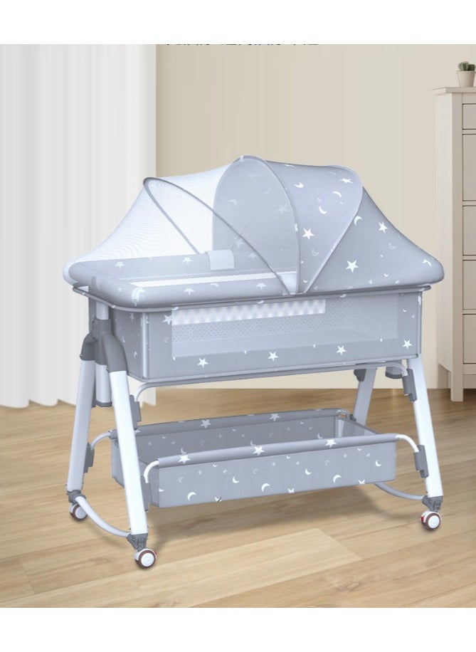 Generic - Baby Bed,Baby Bedside Crib,Folding Newborn Bedside Sleeper,Baby Bassinet bed,Newborn cribs,Side Mesh Portable Infant Travel Crib,Adjustable Height Soft Mattress with Swivel Wheels mosquito net - Image 1