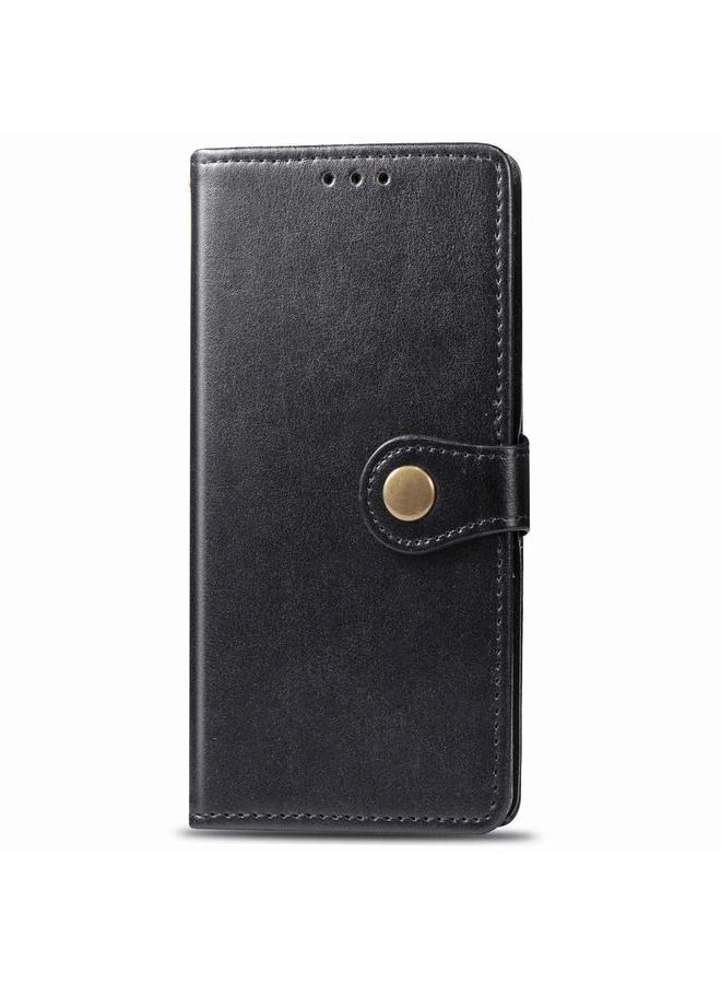 اس-توب جراب هاتف One Plus 7T Pro بتصميم كلاسيكي بلون سادة مصنوع من الجلد مع حزام وإطار للصور وفتحة للبطاقات ومحفظة ووظيفة الحامل - Image 3