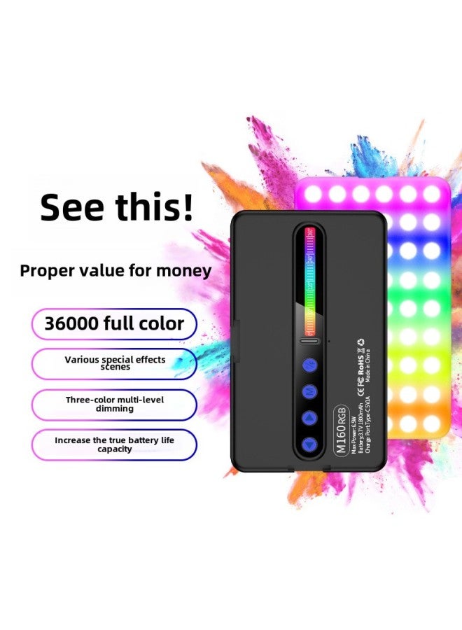 RGB Pocket Light Full Color Atmosphere Light Mobile Phone Photography Convenient External Light Square LED Fill Light-Specifications:Five-button Three-color Model  - Image 3