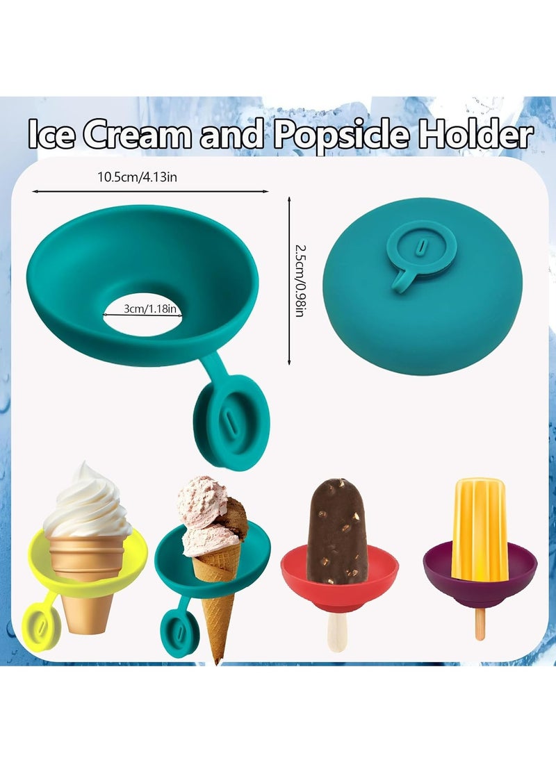 4-Pack Reusable Silicone Popsicle Holders for Kids - 4 Colors, Ideal for Summer & Birthdays