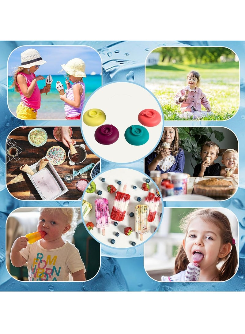 4-Pack Reusable Silicone Popsicle Holders for Kids - 4 Colors, Ideal for Summer & Birthdays