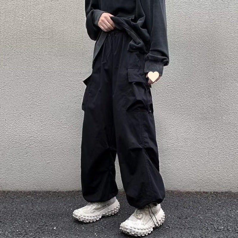 Loose Overalls, American-Style Men'S And Women'S High Street Design, Drawstring, Hip-Hop, Wide-Legged, Drapey, Lazy-Style Long Trousers - Image 1