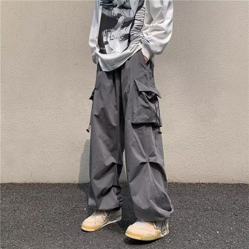 Loose Overalls, American-Style Men'S And Women'S High Street Design, Drawstring, Hip-Hop, Wide-Legged, Drapey, Lazy-Style Long Trousers - Image 5