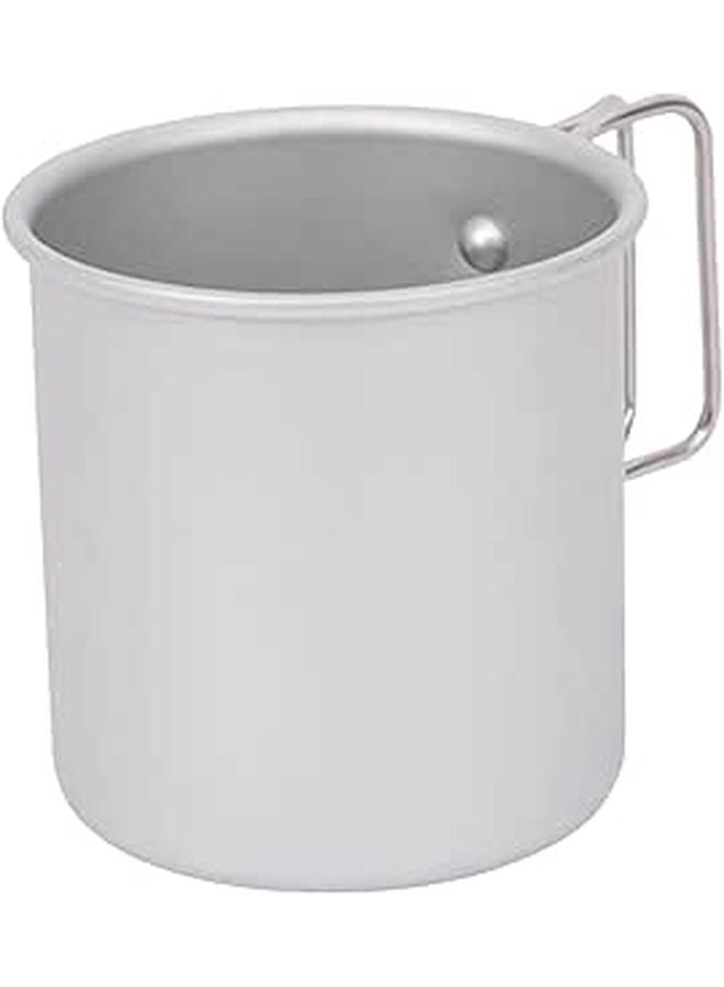 Collapsible Camping Cup with Handle Lightweight Aluminum Alloy Foldable Mug for Outdoor Hiking Picnic Silver - Image 1