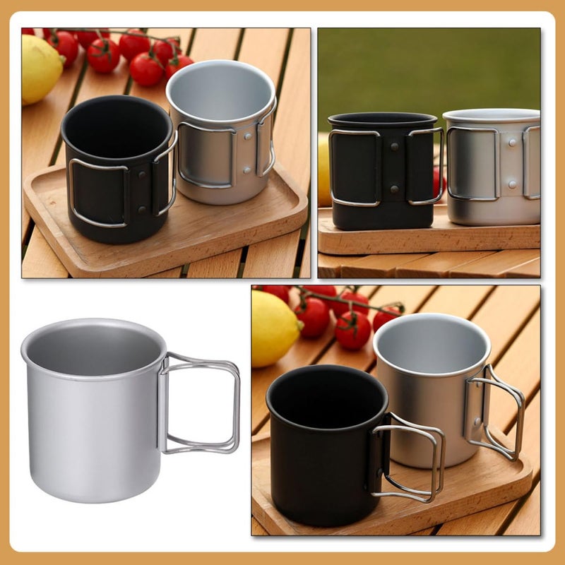 Collapsible Camping Cup with Handle Lightweight Aluminum Alloy Foldable Mug for Outdoor Hiking Picnic Silver - Image 4