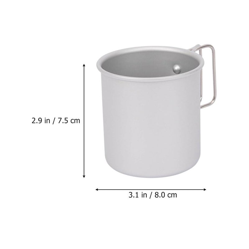 Collapsible Camping Cup with Handle Lightweight Aluminum Alloy Foldable Mug for Outdoor Hiking Picnic Silver - Image 3