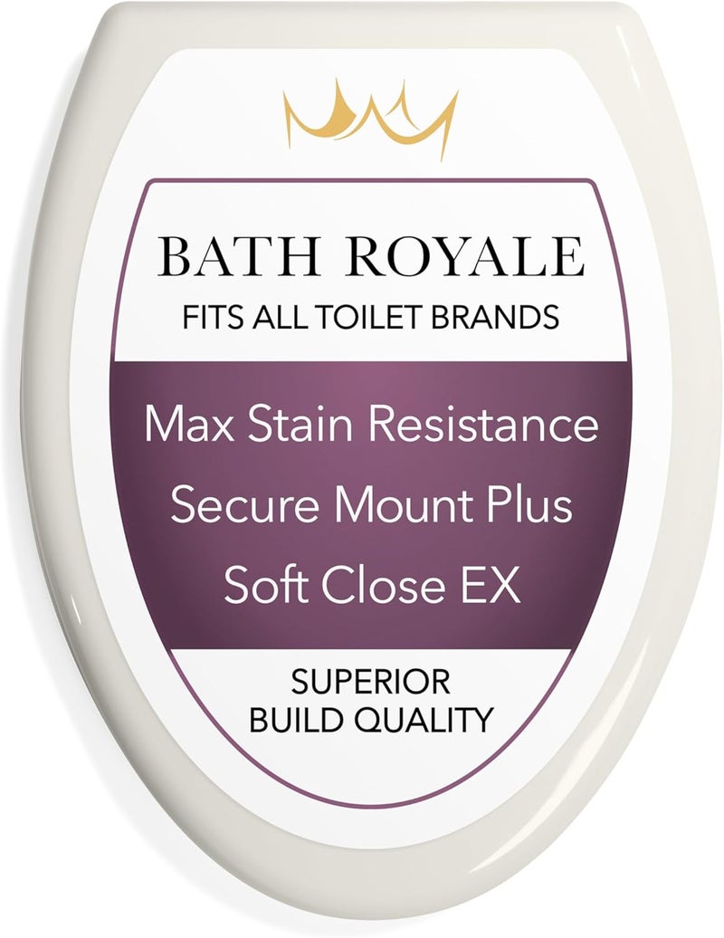 Bath Royale Elongated Toilet Seat BR501-01 Quiet Close, Stain-Resistant and Easy to Keep Clean, Heavy Duty, Fits All Toilet Brands, Executive Series -Biscuit/Linen - Image 1