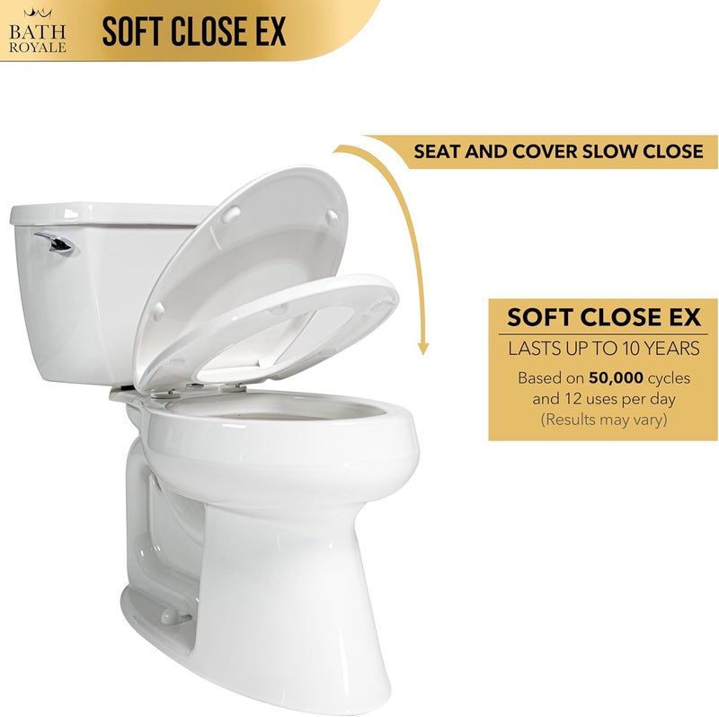 Bath Royale Elongated Toilet Seat BR501-01 Quiet Close, Stain-Resistant and Easy to Keep Clean, Heavy Duty, Fits All Toilet Brands, Executive Series -Biscuit/Linen - Image 4