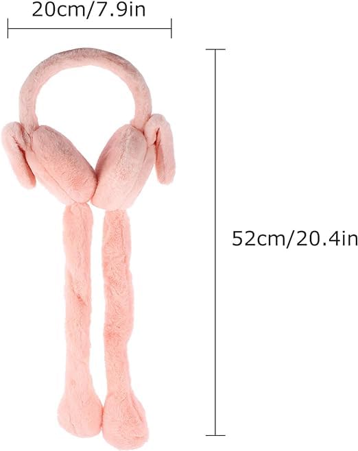THE DDS STORE Women's Winter Plush Earwarmer Bunny Earmuffs with Moving Jumping Rabbit Ears Headbands Winter Ear Warmers for Women Girls (Grey) - Image 3