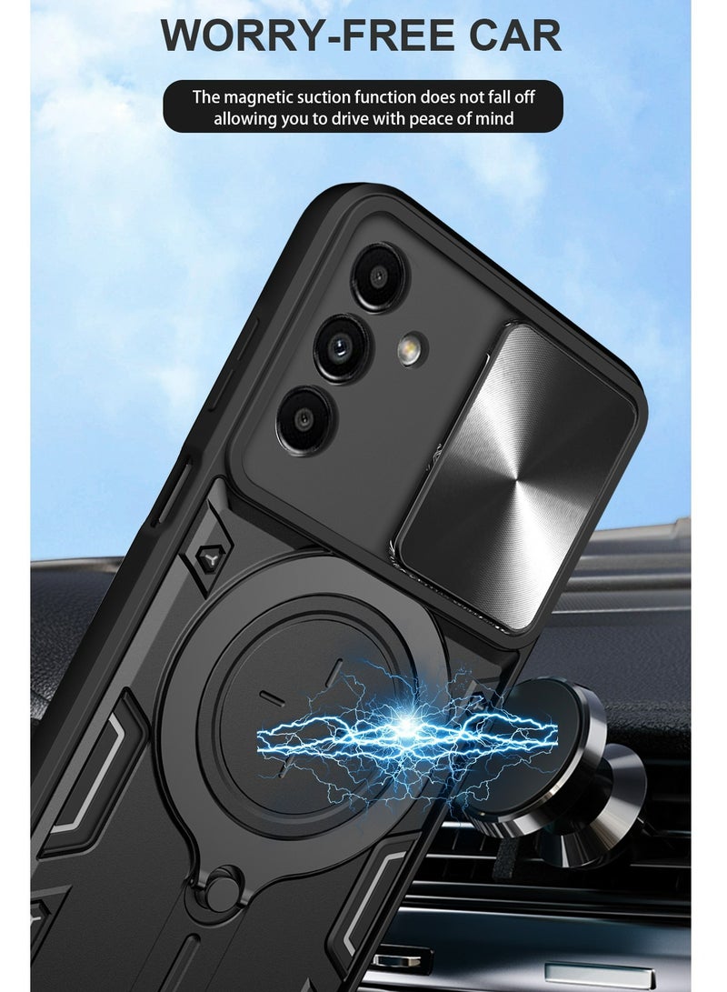 Samsung Galaxy A16 4G/5G Case Cover, Slide Camera Lens Cover, 360°Rotating Kickstand Ring, Bumper Shockproof Phone Case，Compatible with Car Magnetic Mount Mobile Phone Case For Samsung Galaxy A16 4G/5G Black - Image 2