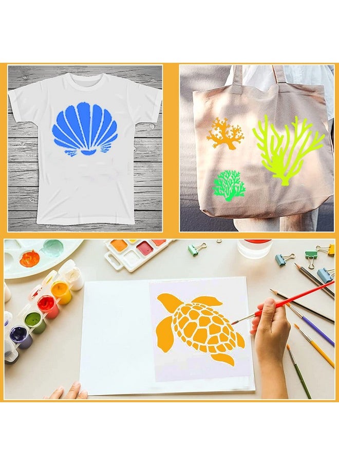 Grekywin - 17 Pcs Sea Ocean Creatures Stencils Sea Life Animal Templates For Kids Reusable Stencil For Painting Spraying Sponge Roller Painting Crayon Drawing Airbrush Painting(5.1 X 5.1 Inch) - Image 1