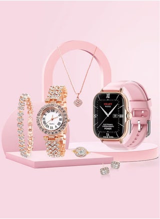 7 in 1 Ultra Watch Series 9 Smart Watch for Women and Golden Mechanical Watch with Silicon Band and 1 Golden Bracelet and 1 Pendant and 1 pair of Stud Earrings and ring - pzsku/Z9A1488B0D8ED99AA6D22Z/45/_/1722395553/3014abee-bdc0-4386-a10a-a822a45415ce