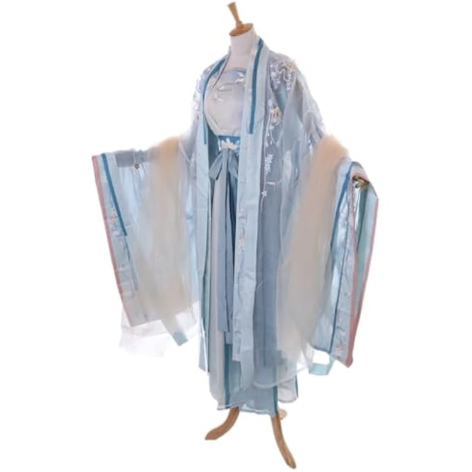 HAN-017 HANFU DRESS EMBROIDERED BLUE TRADITIONAL 5-PIECE CHINA CLOTHING COSPLAY ROBE COSTUME EMBROIDERED - Image 2