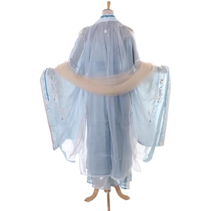 HAN-017 HANFU DRESS EMBROIDERED BLUE TRADITIONAL 5-PIECE CHINA CLOTHING COSPLAY ROBE COSTUME EMBROIDERED - Image 4