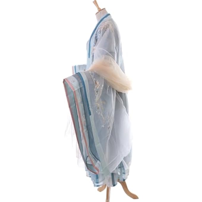 HAN-017 HANFU DRESS EMBROIDERED BLUE TRADITIONAL 5-PIECE CHINA CLOTHING COSPLAY ROBE COSTUME EMBROIDERED - Image 3