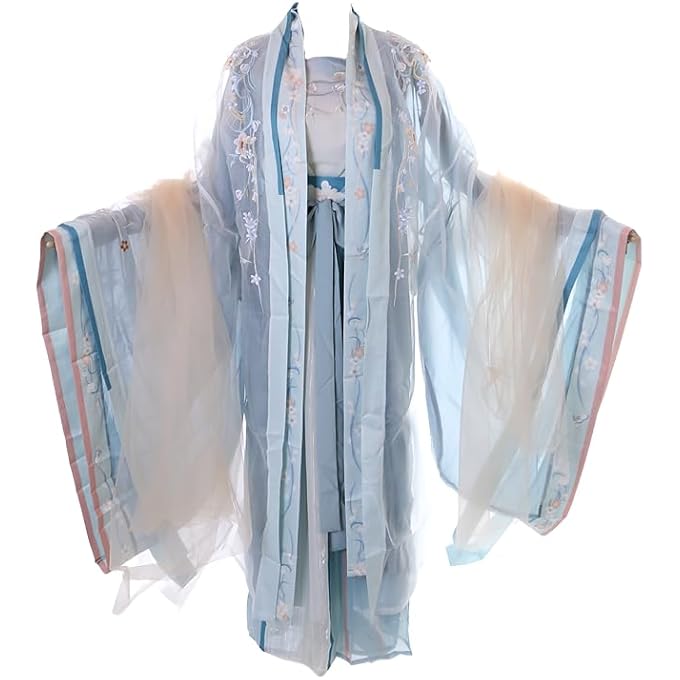 HAN-017 HANFU DRESS EMBROIDERED BLUE TRADITIONAL 5-PIECE CHINA CLOTHING COSPLAY ROBE COSTUME EMBROIDERED - Image 1