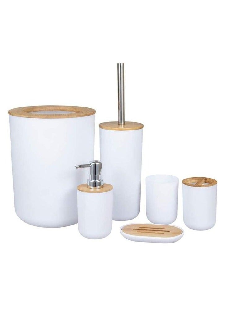 6PCS Bathroom Accessories Set - with Toothbrush Holder, Toothbrush Cup, Soap Dispenser, Soap Dish, Toilet Brush Holder, Trash Can - Image 1