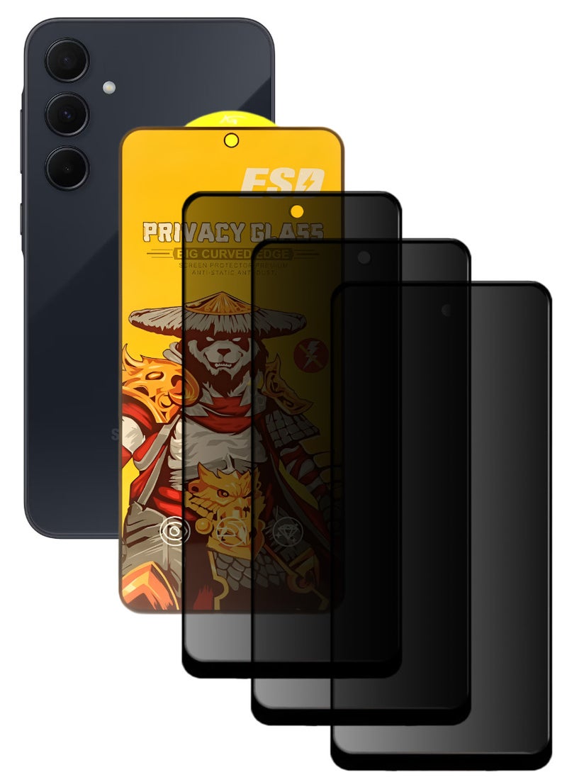 ESD 3 Pieces Tempered Dustproof Privacy Glass Screen Protector Compatible For Samsung Galaxy A35 5G - Image 1