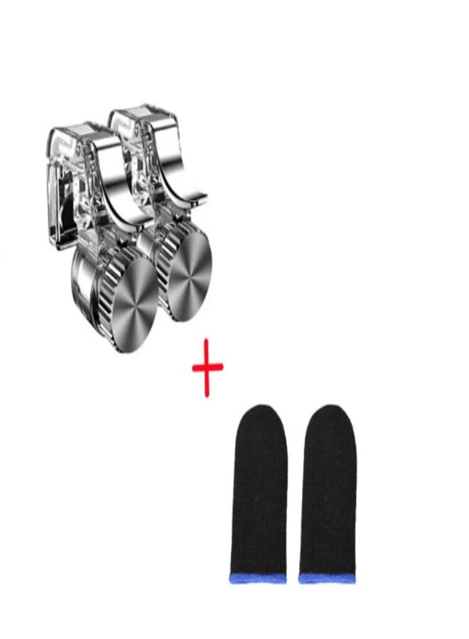 1pair Gaming Trigger With 2pcs Gaming Finger Sleeve Set Gamepad PUBG Button Handle Shooter - Image 1