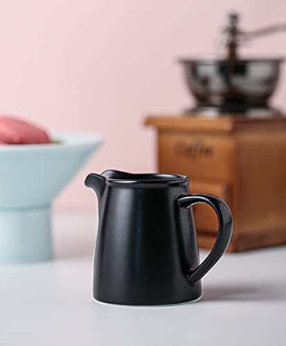 RockTrend Black Mini Simple Ceramic Coffee Milk Creamer Pitcher with Handle, Set of 2 - Image 4