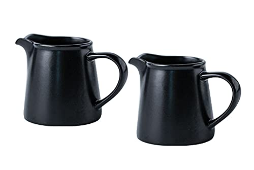 RockTrend Black Mini Simple Ceramic Coffee Milk Creamer Pitcher with Handle, Set of 2 - Image 1