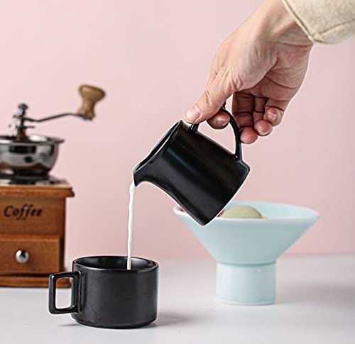 RockTrend Black Mini Simple Ceramic Coffee Milk Creamer Pitcher with Handle, Set of 2 - Image 3