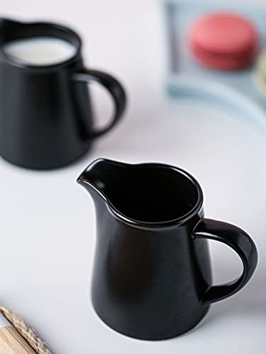 RockTrend Black Mini Simple Ceramic Coffee Milk Creamer Pitcher with Handle, Set of 2 - Image 2