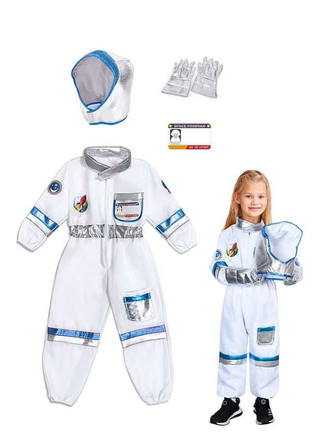 Children Astronaut Space Suit Costume,Kids Space Jumpsuit Space Pretend Dress Up Role Play Set for Kids Cosplay Blue/White - Image 1