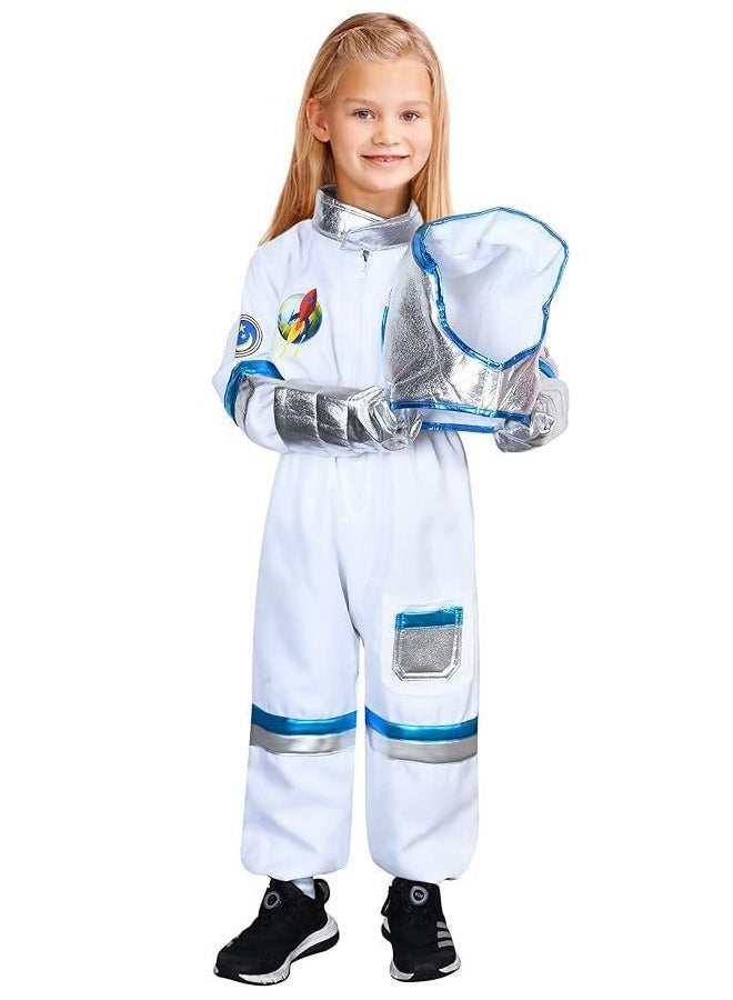 Children Astronaut Space Suit Costume,Kids Space Jumpsuit Space Pretend Dress Up Role Play Set for Kids Cosplay Blue/White - Image 2