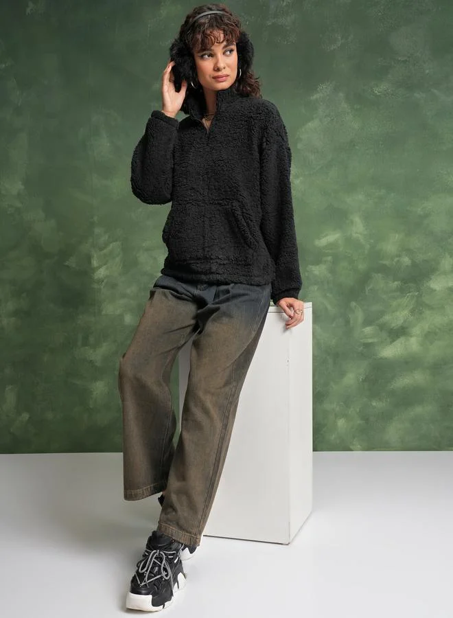 Tokyo Talkies Tokyo Talkies Textured Drop Shoulder Oversized Sweatshirt