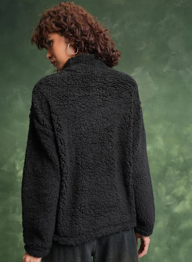 Tokyo Talkies Tokyo Talkies Textured Drop Shoulder Oversized Sweatshirt