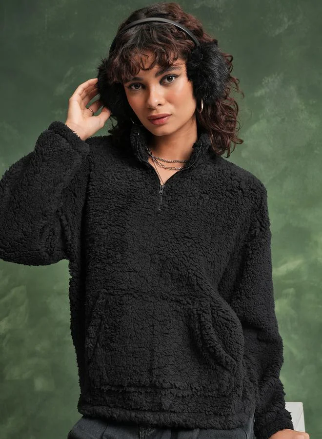 Tokyo Talkies Tokyo Talkies Textured Drop Shoulder Oversized Sweatshirt