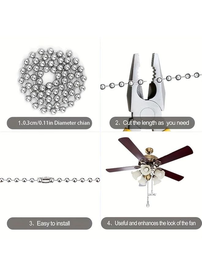 2pcs Decorative Ceiling Fan Pull Chain Extension Set With Metal Beaded Ball - Image 5