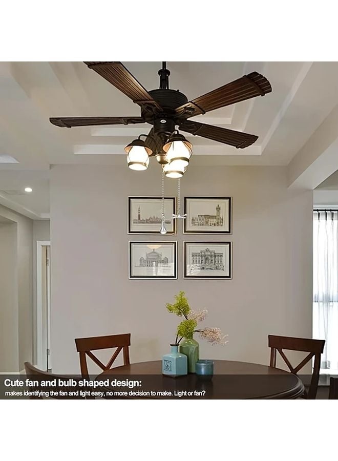 2pcs Decorative Ceiling Fan Pull Chain Extension Set With Metal Beaded Ball - Image 2