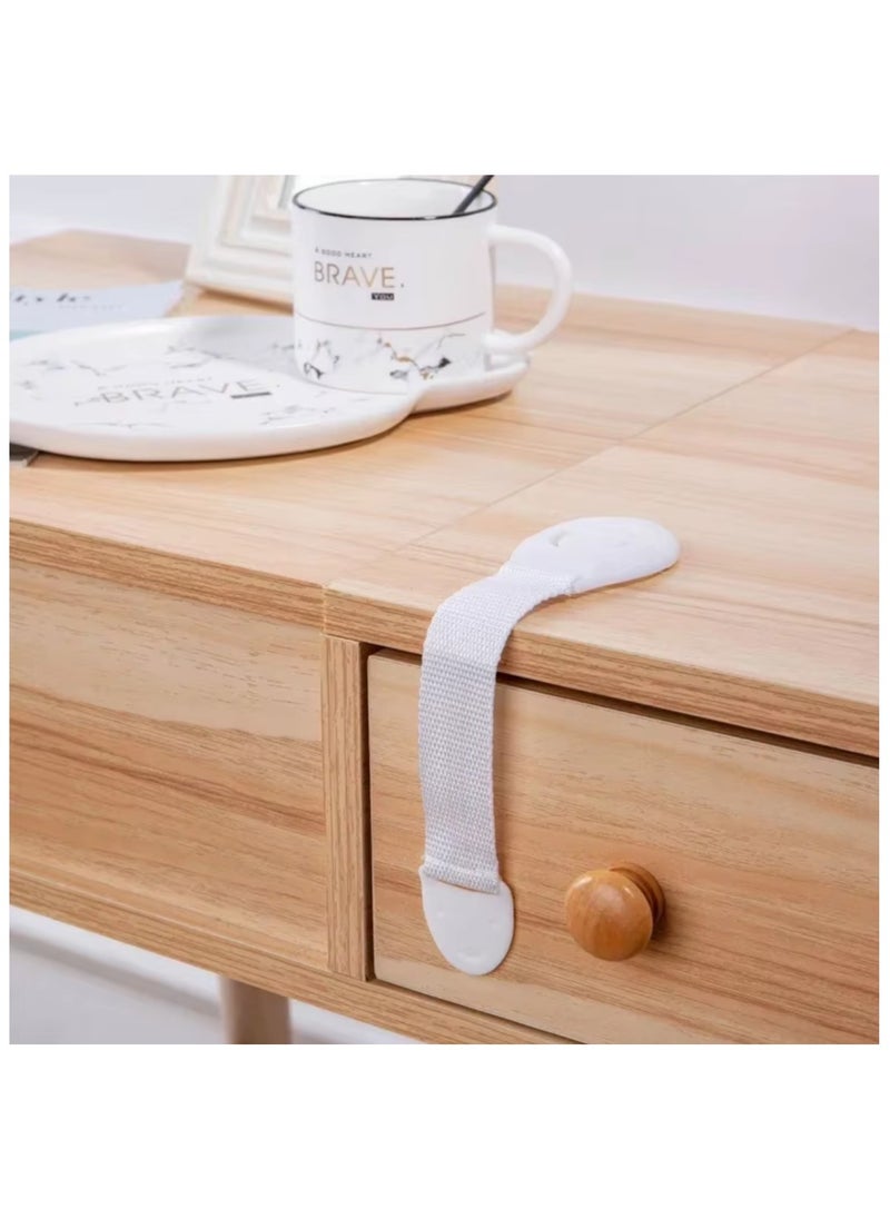 Generic - Child Cabinet Lock Set: Includes 4 pieces of drawer locks, wardrobe lock with adhesive for drawer locking, 4 pieces of refrigerator locks for children, fridge locks, drawer lock, adhesive drawer pull locks, wardrobe lock for child safety, plastic tool with cloth for locking drawers, cabinets, and fridges to ensure child safety, drawer pull lock, lock for drawers without locks. - Image 1