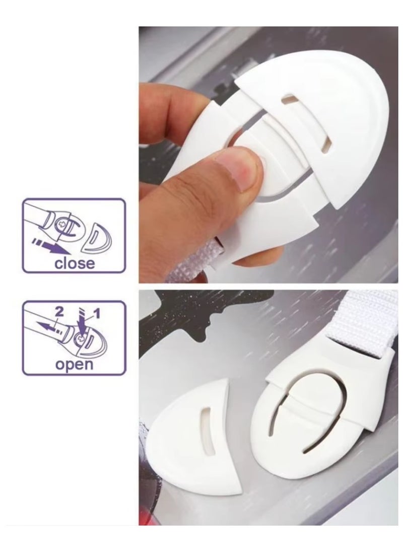 Generic - Child Cabinet Lock Set: Includes 4 pieces of drawer locks, wardrobe lock with adhesive for drawer locking, 4 pieces of refrigerator locks for children, fridge locks, drawer lock, adhesive drawer pull locks, wardrobe lock for child safety, plastic tool with cloth for locking drawers, cabinets, and fridges to ensure child safety, drawer pull lock, lock for drawers without locks. - Image 1