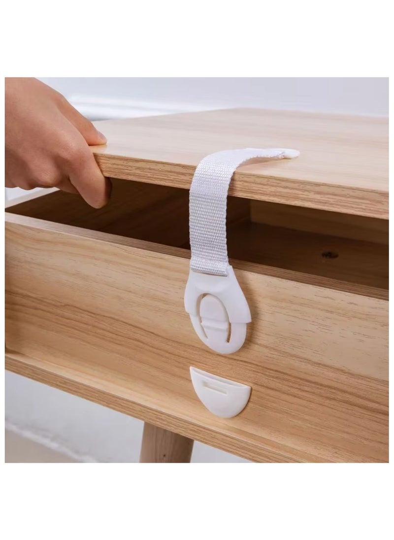 Generic - Child Cabinet Lock Set: Includes 4 pieces of drawer locks, wardrobe lock with adhesive for drawer locking, 4 pieces of refrigerator locks for children, fridge locks, drawer lock, adhesive drawer pull locks, wardrobe lock for child safety, plastic tool with cloth for locking drawers, cabinets, and fridges to ensure child safety, drawer pull lock, lock for drawers without locks. - Image 1