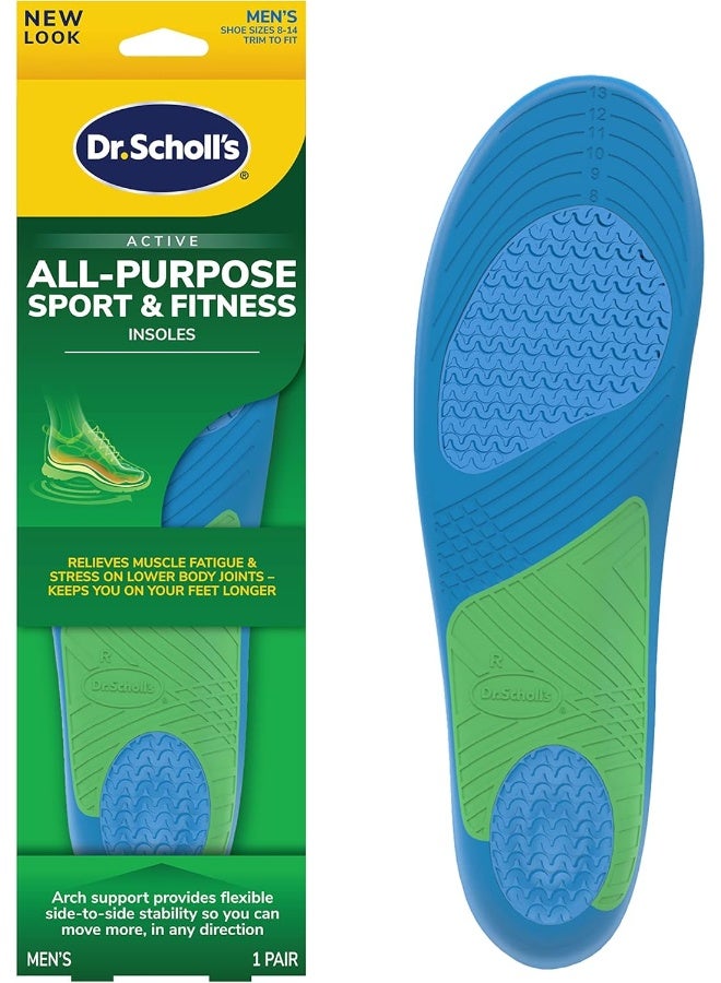 Dr. Scholl's نعل دكتور سكولز الرياضي واللياقة البدنية متعدد الاستخدامات للراحة، للرجال، 1 زوج، قابل للتعديل ليتناسب مع الحذاء - Image 1